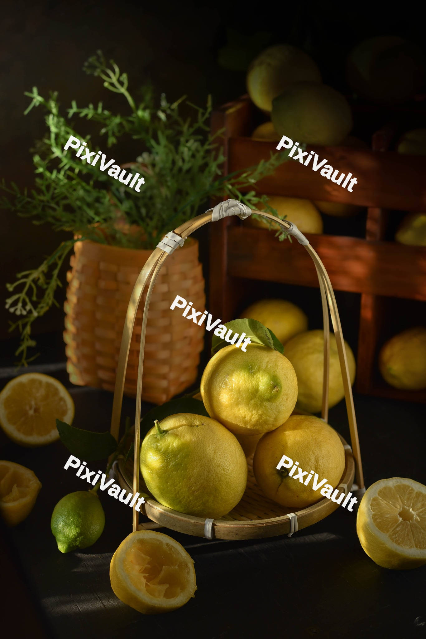 Lemons in a basket